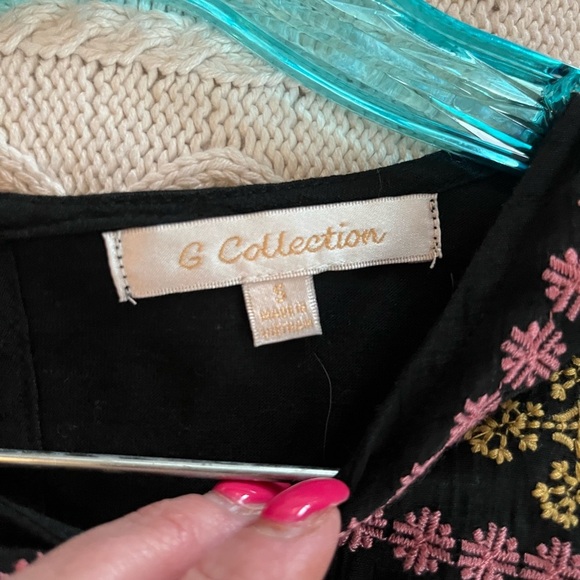 G Collection Rich Black Sleeveless Blouse with Embroidery Detail Women’s Small - Picture 8 of 10